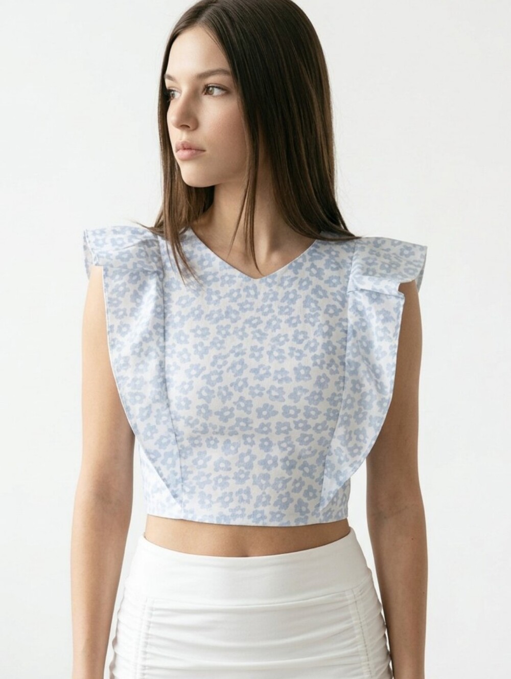 Koch Cecilia Top In Disco Flower Metallic Blue & White Size M Women's